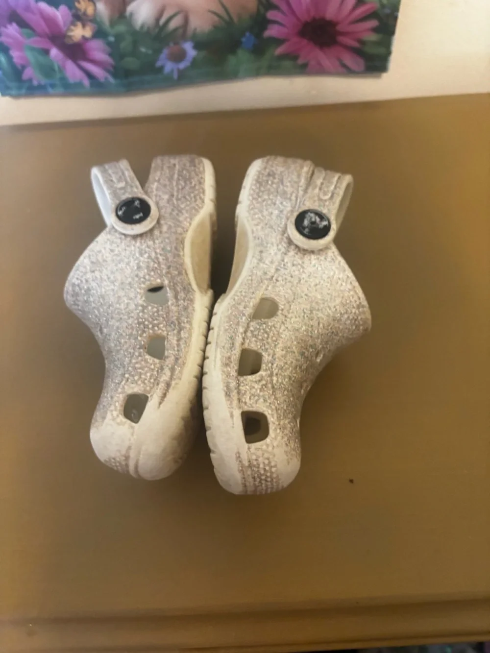 CROCS Kids Glitter Clogs in Silver